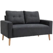 Divano 2 Posti Moderno in Stile Nordico con Schienale Trapuntato in Tessuto, 145x76x88 cm, Grigio