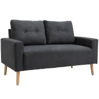 Divano 2 Posti Moderno in Stile Nordico con Schienale Trapuntato in Tessuto, 145x76x88 cm, Grigio