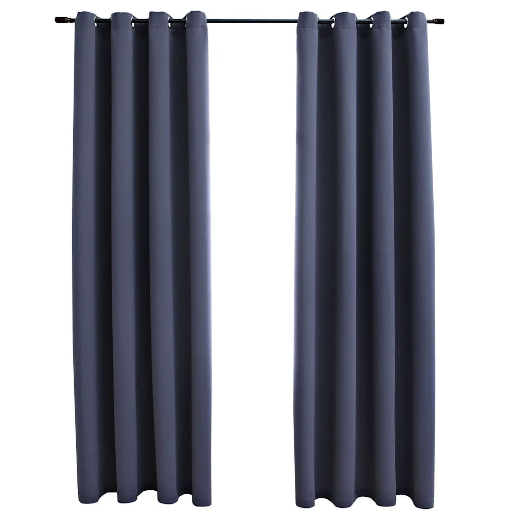 Tende Oscuranti con Anelli in Metallo 2 pz Antracite 140x175 cm 134418
