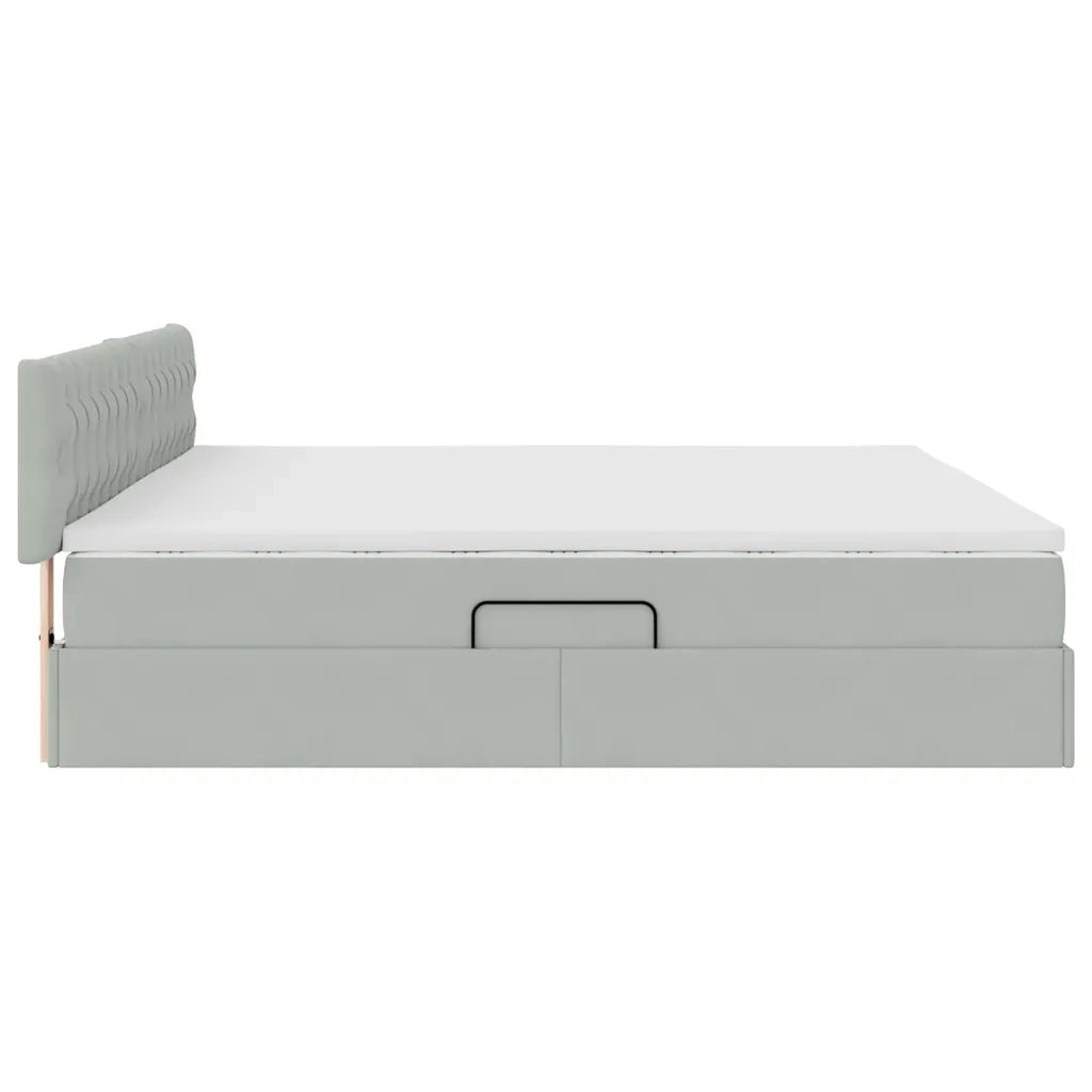 Letto con Contenitore Grigio chiaro 200 x 200 cm Velluto
