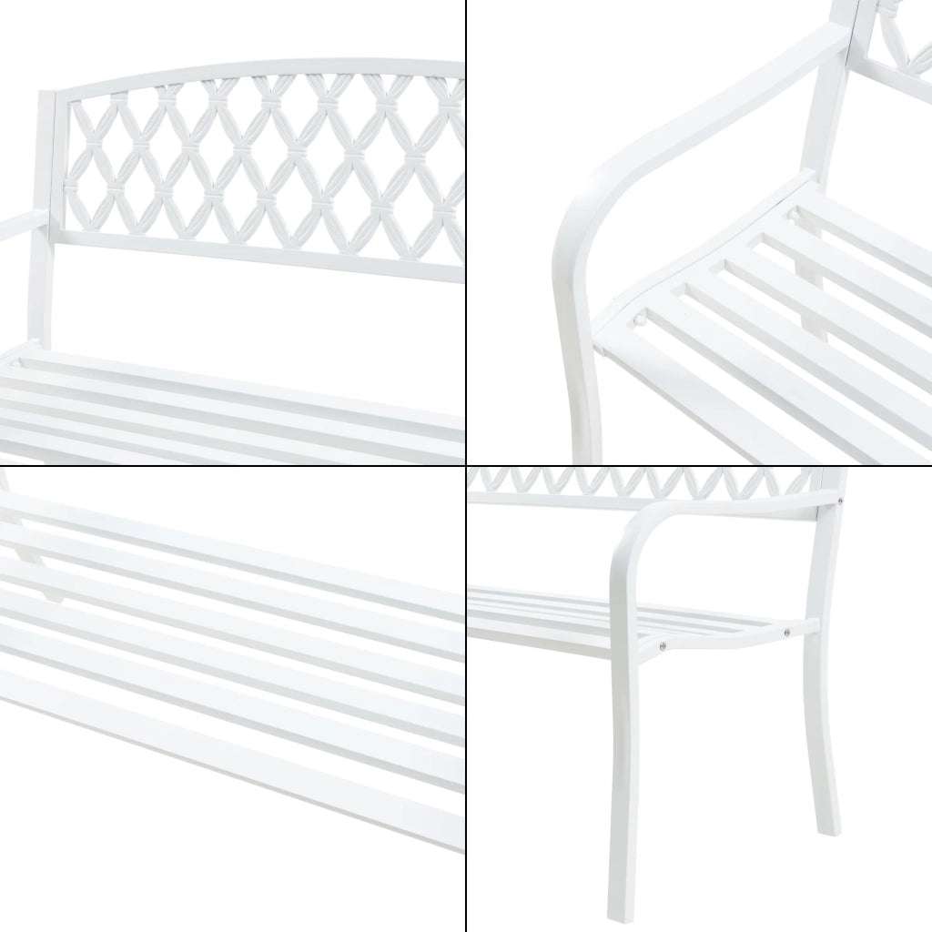 Panca da giardino 127 x 53,5 x 88 cm acciaio bianco 03_0008960