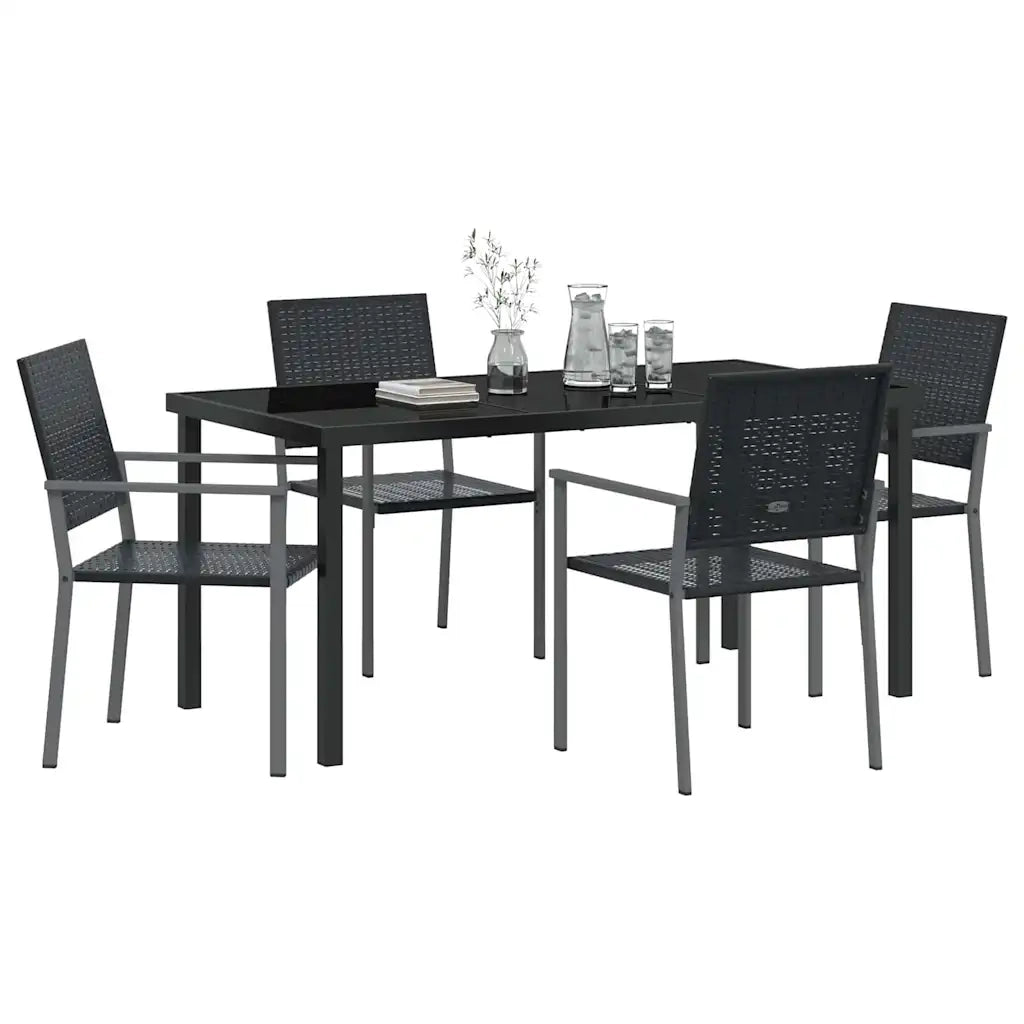 Set da Pranzo per Giardino 5 pcs Nero Rattan in PE 3379082