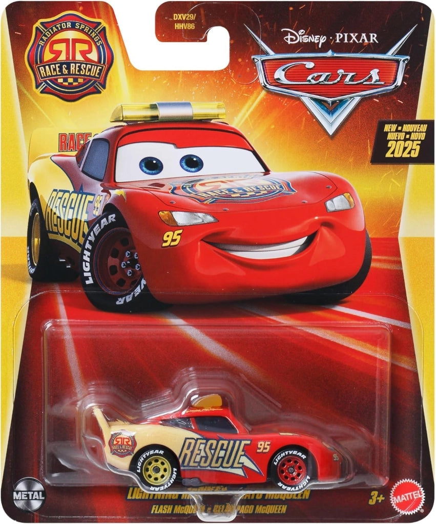 Veicolo in metallo Disney Cars Saetta McQueen Radiator Springs race & rescue, Mattel, Eta 3+