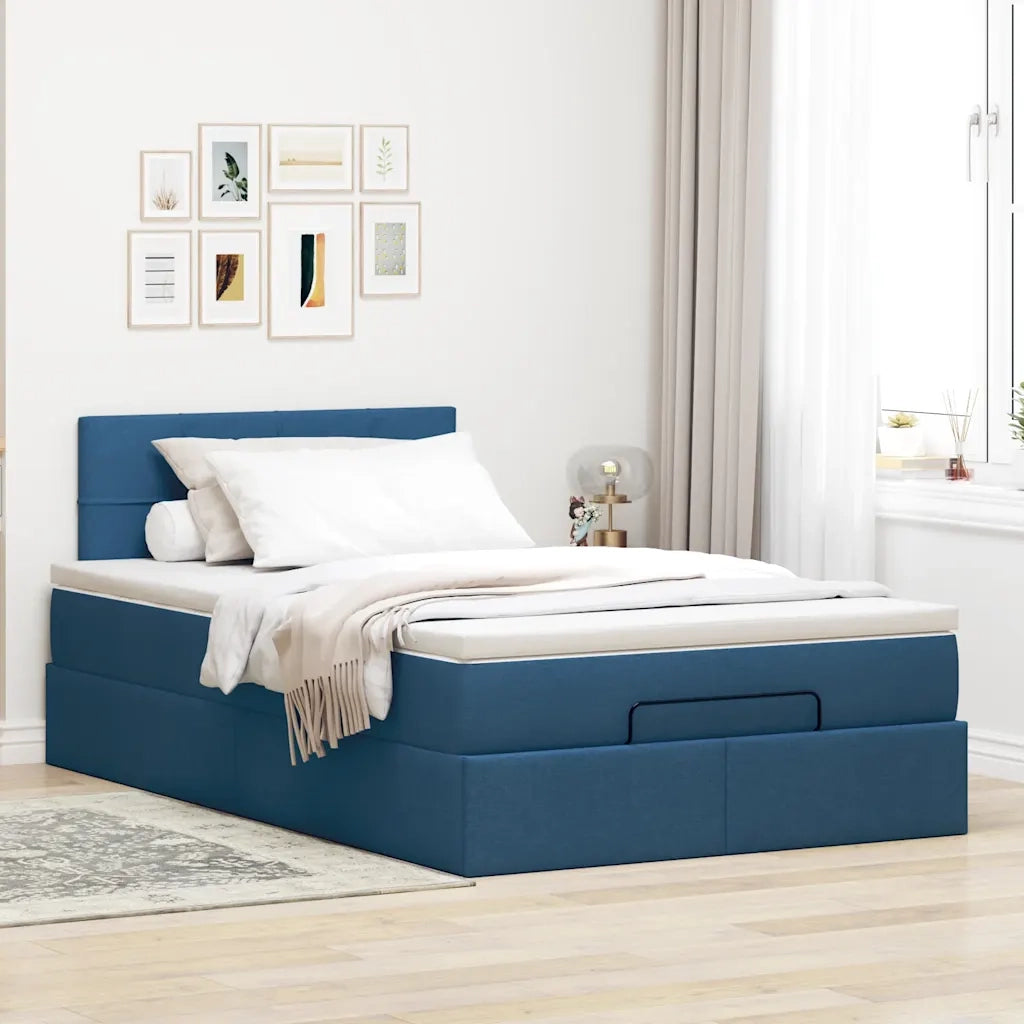 Pouf Letto con Materasso Blu 120x200 cm in Tessuto 3311455