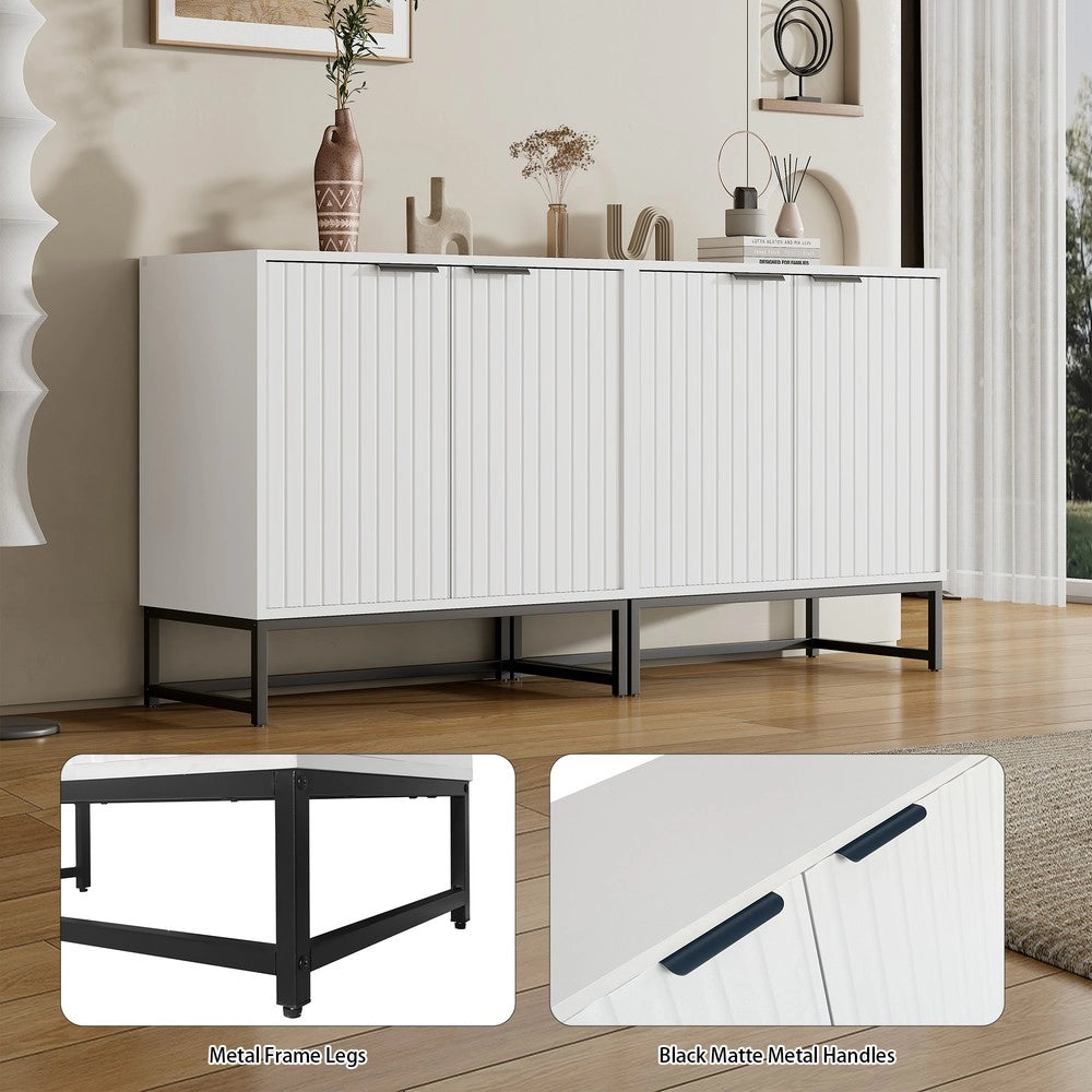 Cassettiera con 2 Ante e Cassetti ¨C MINIMAL ¨C Legno, Metallo, Soggiorno, 80x40x80 cm