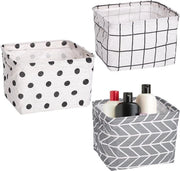 Set di contenitori in tessuto impermeabile pieghevoli - 3 pezzi - con maniglie - 20 x 16 x 14 cm - contenitori per la conservazione in bagno - pannelli per cosmetici