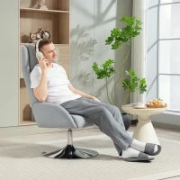 Poltrona Imbottita Girevole con Poggiapiedi, Reclinabile, 84x68x118 cm, Grigio