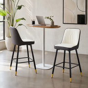 SGABELLO Set da 2 pezzi H 100 cm PU Grigio Scuro/Bianco con struttura in metallo