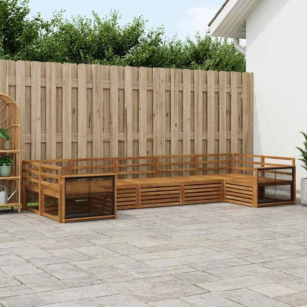 Set di divani da esterno 7 pz Naturale Legno di Acacia Massello 3383802