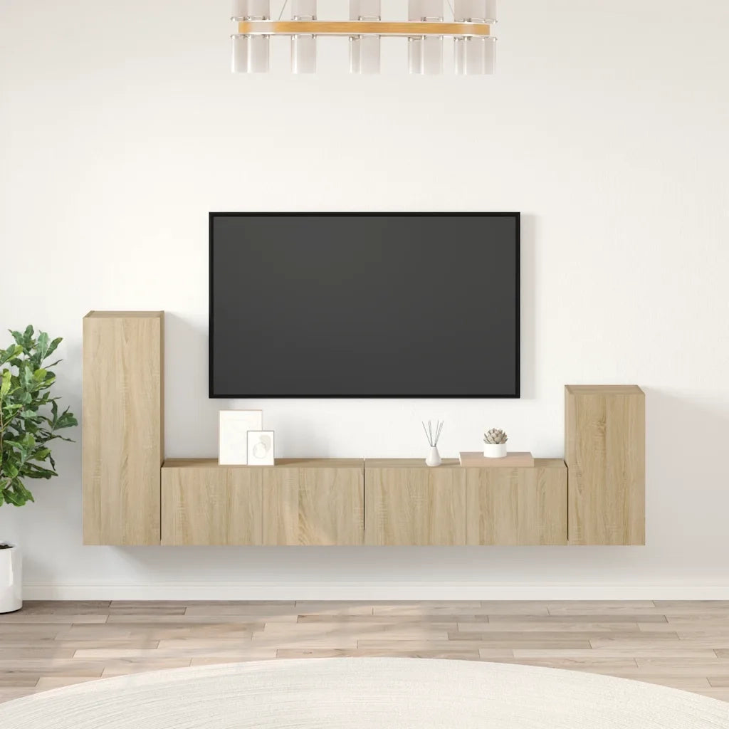 Set di Mobili Porta TV 4 pz Rovere Sonoma in Legno Multistrato 3114624