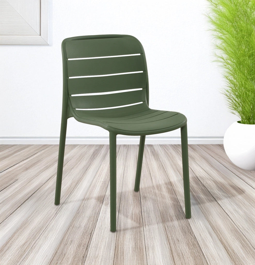Set 4 Sedie In Polipropilene e Fibra Di Vetro Sedia Cucina Trattamento Uv Antiscolorimento Giardino Interno Esterno Moderne Robuste Resistenti Seduta Terrazzo Soggiorno Bar Ristorante Impilabili Iris-Verde