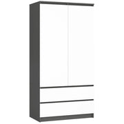 Armadio AKORD S90 Grigia Grafite 90 cm 2 ante 2 cassetti inserto frontale Bianco 90x51x180 cm