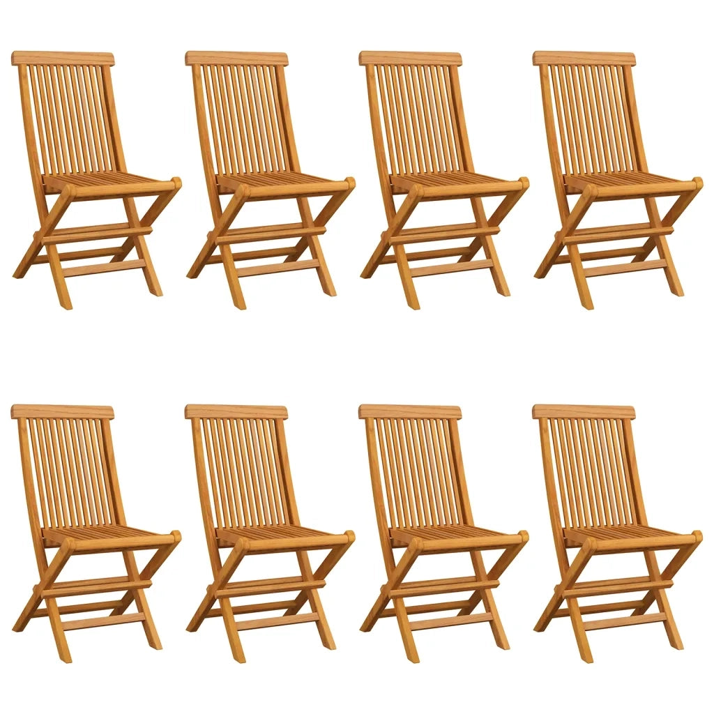 Sedie da Giardino e Cuscini Bianco Crema 8 pz Massello di Teak cod mxl 14704