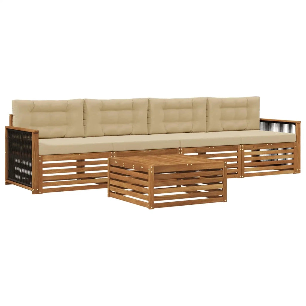 Set di divani da esterno 5 pz Naturale e Beige 3382996