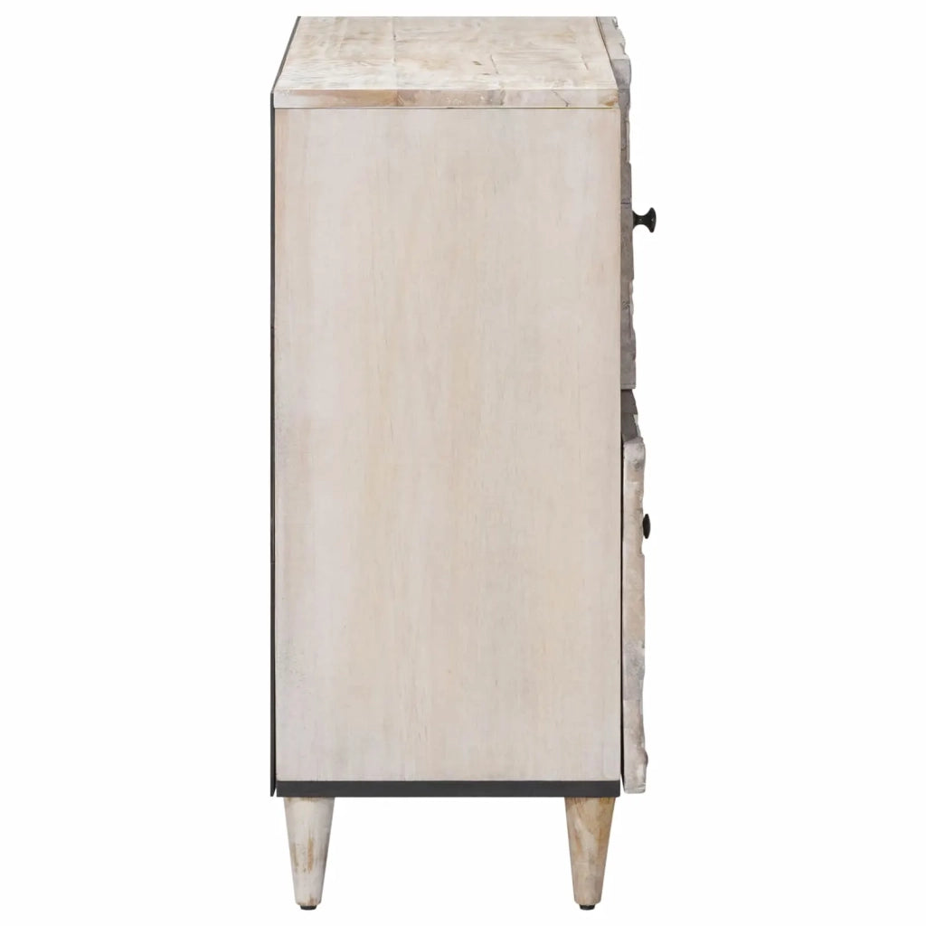 Credenza Bianco 80 x 33,5 x 75 cm Legno di mango massello