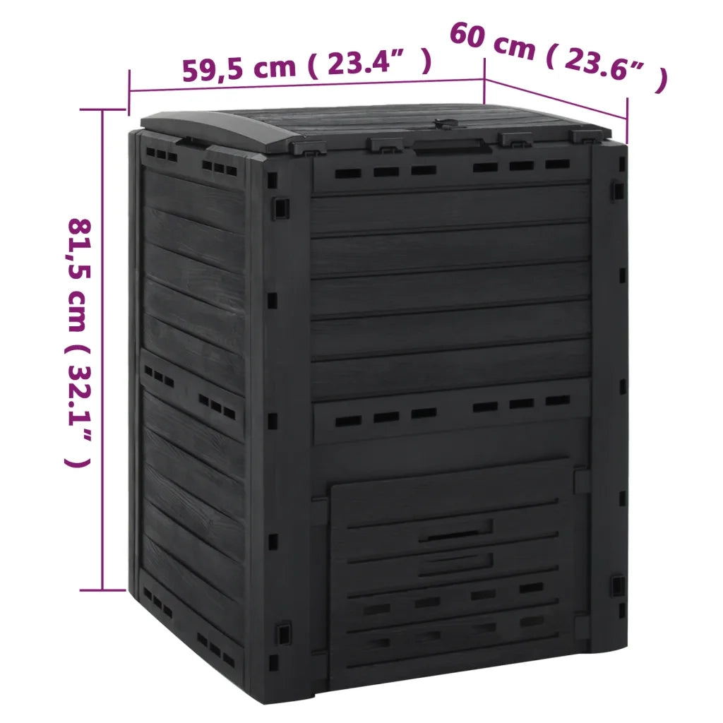 Compostiera da Giardino Nera 280 L in Polipropilene CFW3865501