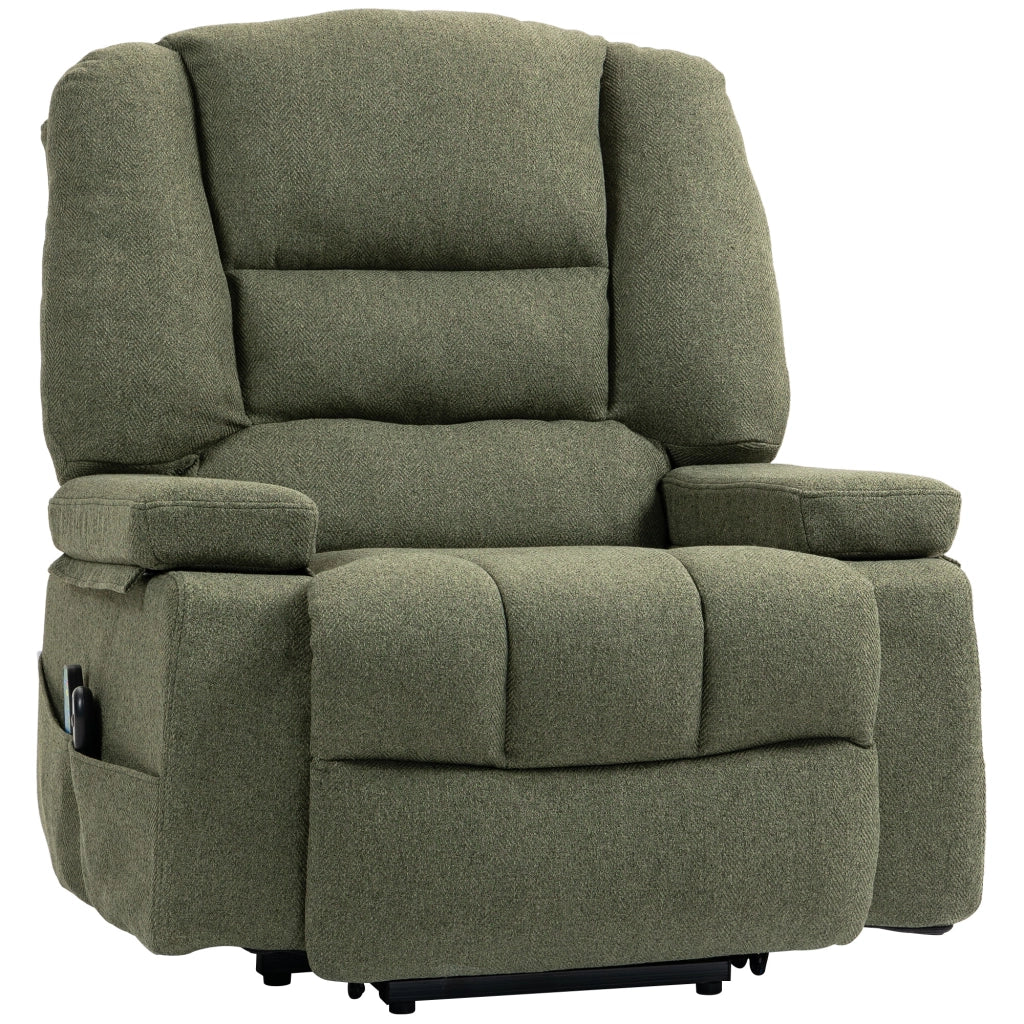 Poltrona relax elettrica alzapersona ¨C Xylo ¨C massaggiante con riscaldamento, reclinabile, poggiapiedi, verde