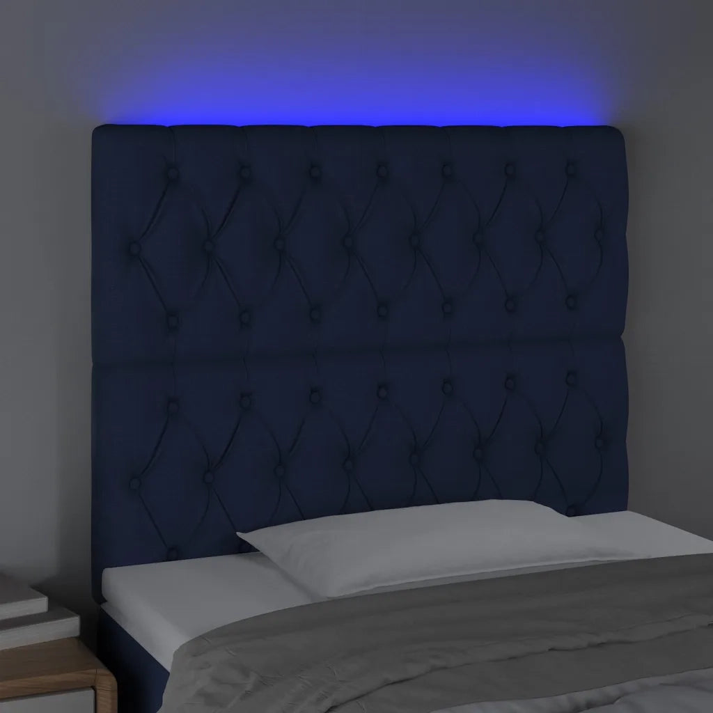 Testiera a LED-Testata con LED Blu 90x7x118/128 cm in Tessuto