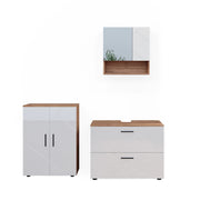 Vicco Set di mobili da bagno Bianco lucido/oro power oak 3 parti