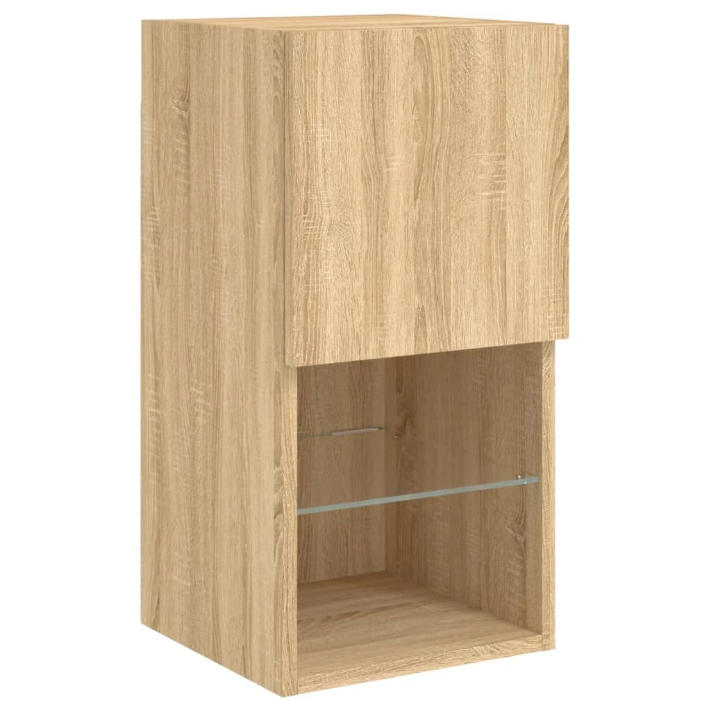 Mobile TV multimediale mensola TV credenza mobile TV parete attrezzata per sala da pranzo soggiorno camera da letto x 4 pezzi con luci LED rovere marrone Sonoma 02_0028224