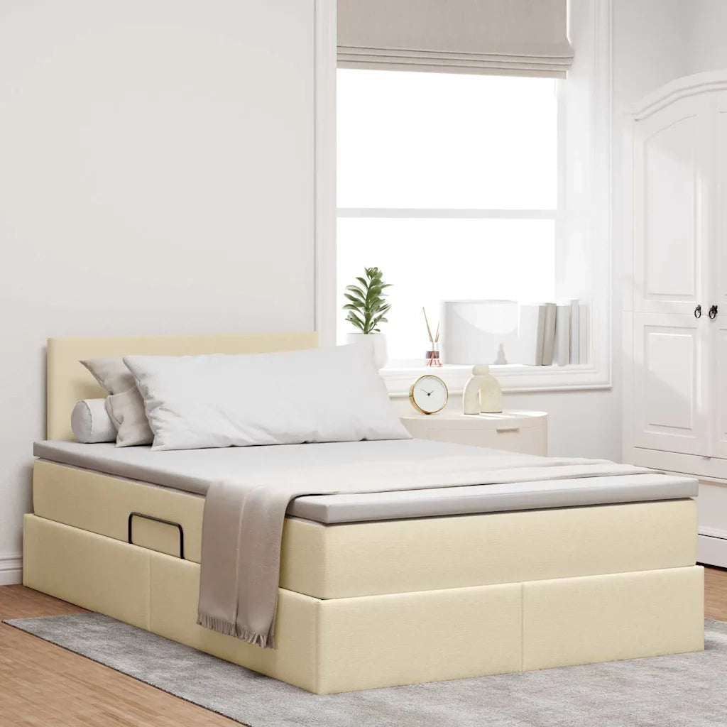 Letto con contenitore e materasso Crema 120 x 190 cm