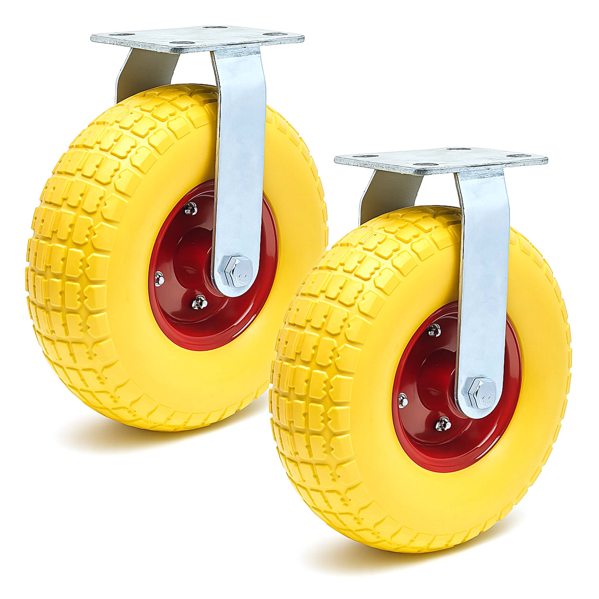 Set 2x ruote fisse da trasporto gialle 258 x 78 mm Cerchi in metallo antiforatura Max 150kg/ruota