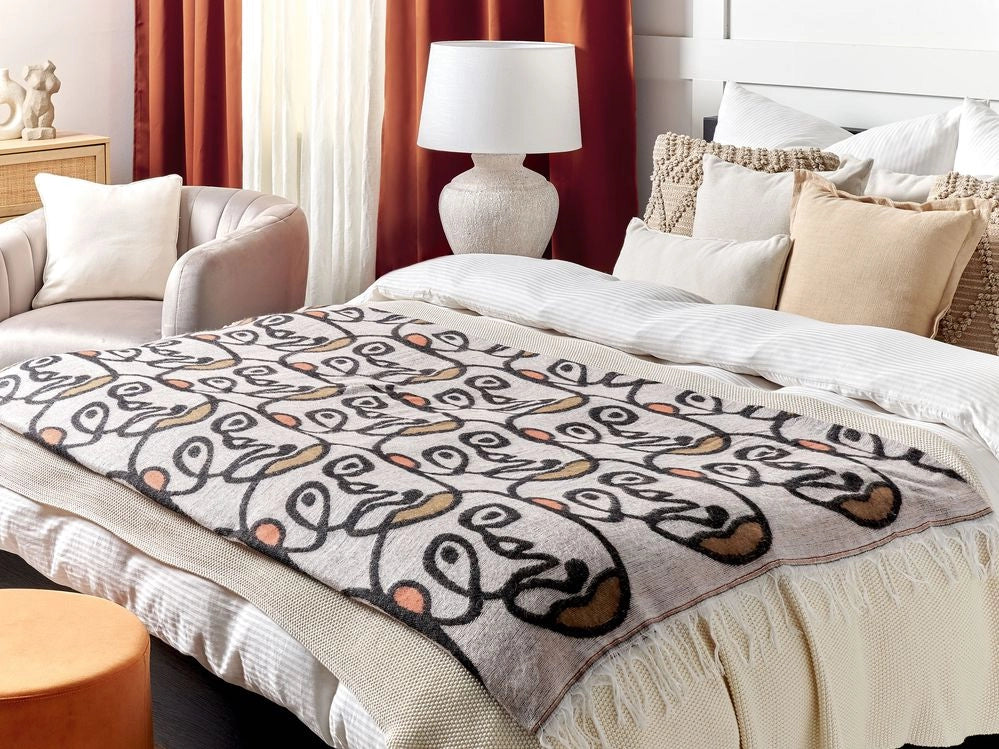 Coperta in acrilico e poliestere multicolore 130 x 170 con nappe boho soggiorno camera da letto