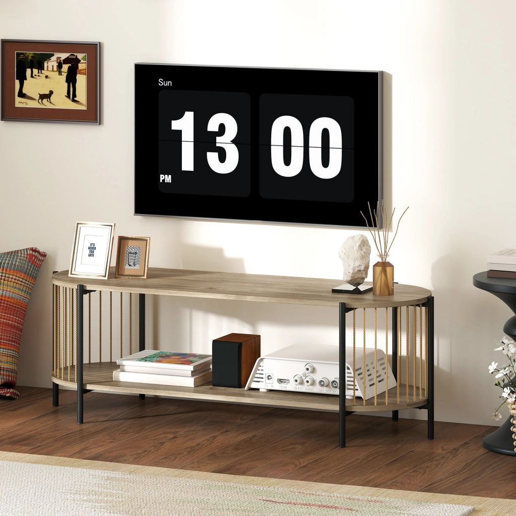 Mobile TV stile boh¨¦mien ¨C Xylo ¨C legno naturale con ripiani aperti 124x43,5x41 cm