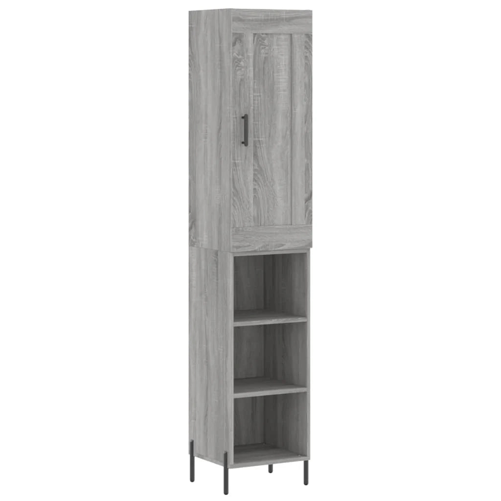 Buffet credenza cassettiera armadio mobile contenitore organizer cucina soggiorno salotto rovere Sonoma alto 34,5 x 34 x 180 cm legno ingegnerizzato grigio 02_0035313