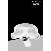 Trade Shop - Plafoniera 3 Diffusori Orientabile Soffitto Parete Tonda Gu10 Bianco Nero Th8804 - Bianco
