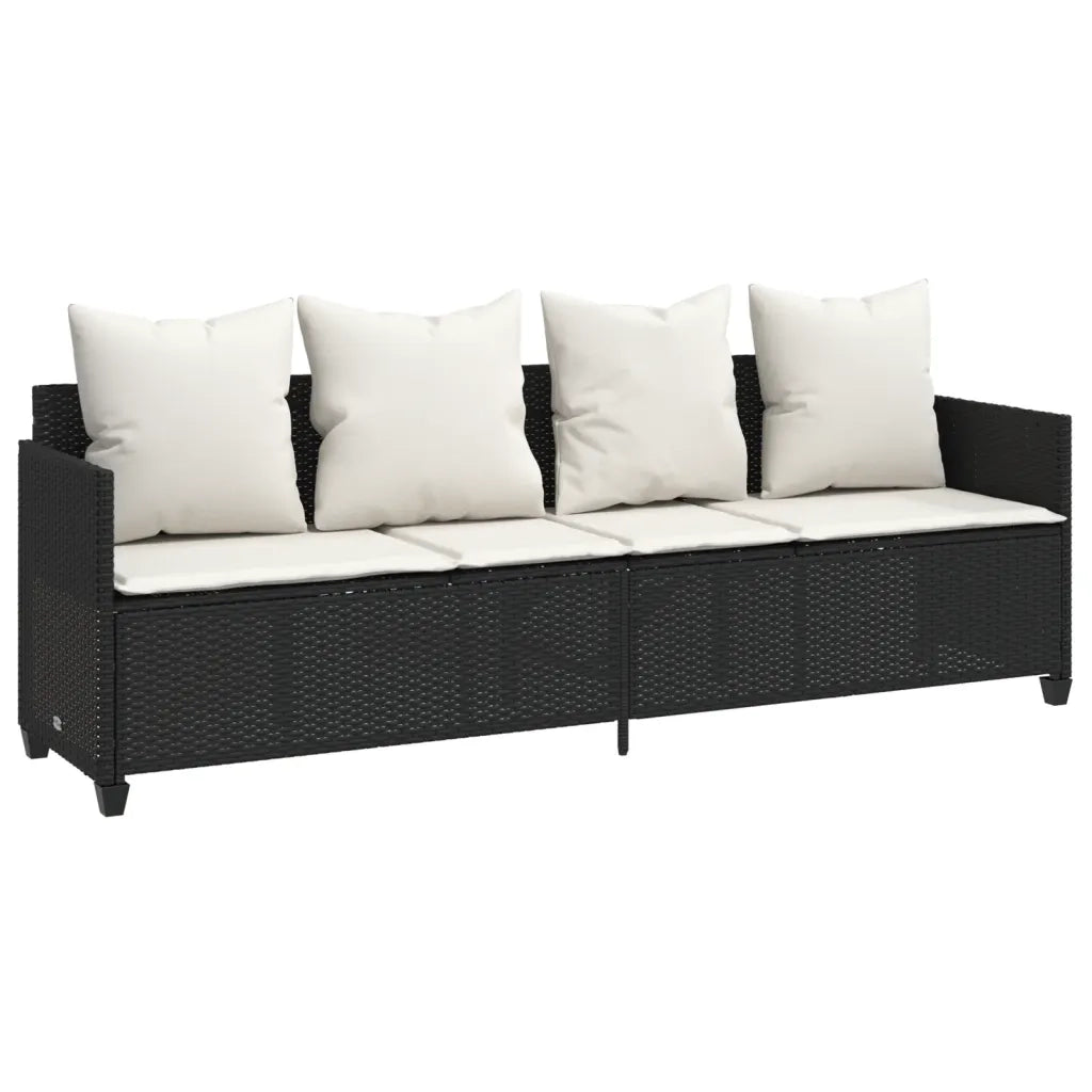 Lettino Prendisole | Sdraio da giardino | Lettino da sole con Cuscini Nero?in Polyrattan