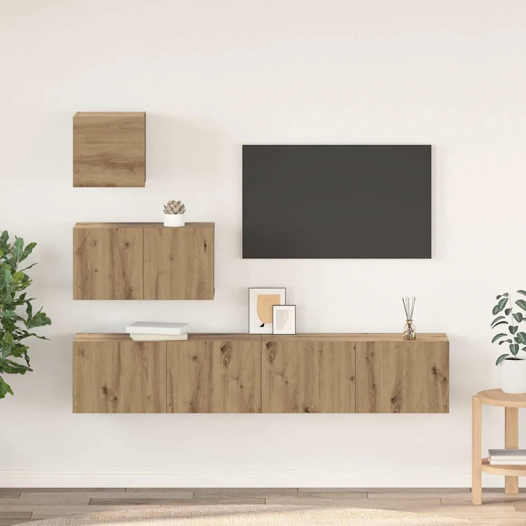Set mobile TV 4 pcs Rovere artigianale Legno multistrato 3393437