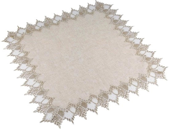Tavolo quadrato elegante con bordo - Tavolo quadrato coperto - 70 cm x 70 cm - Lino - Decorazione per sala da pranzo/cucina - Resistente alle macchie