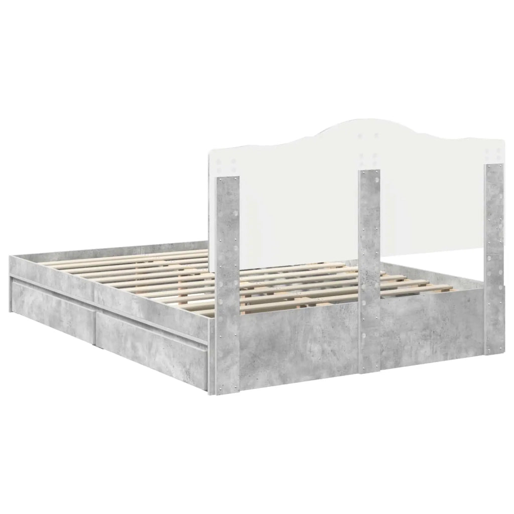 Letto con Contenitore con testiera Grigio cemento 150 x 200 cm 3413495
