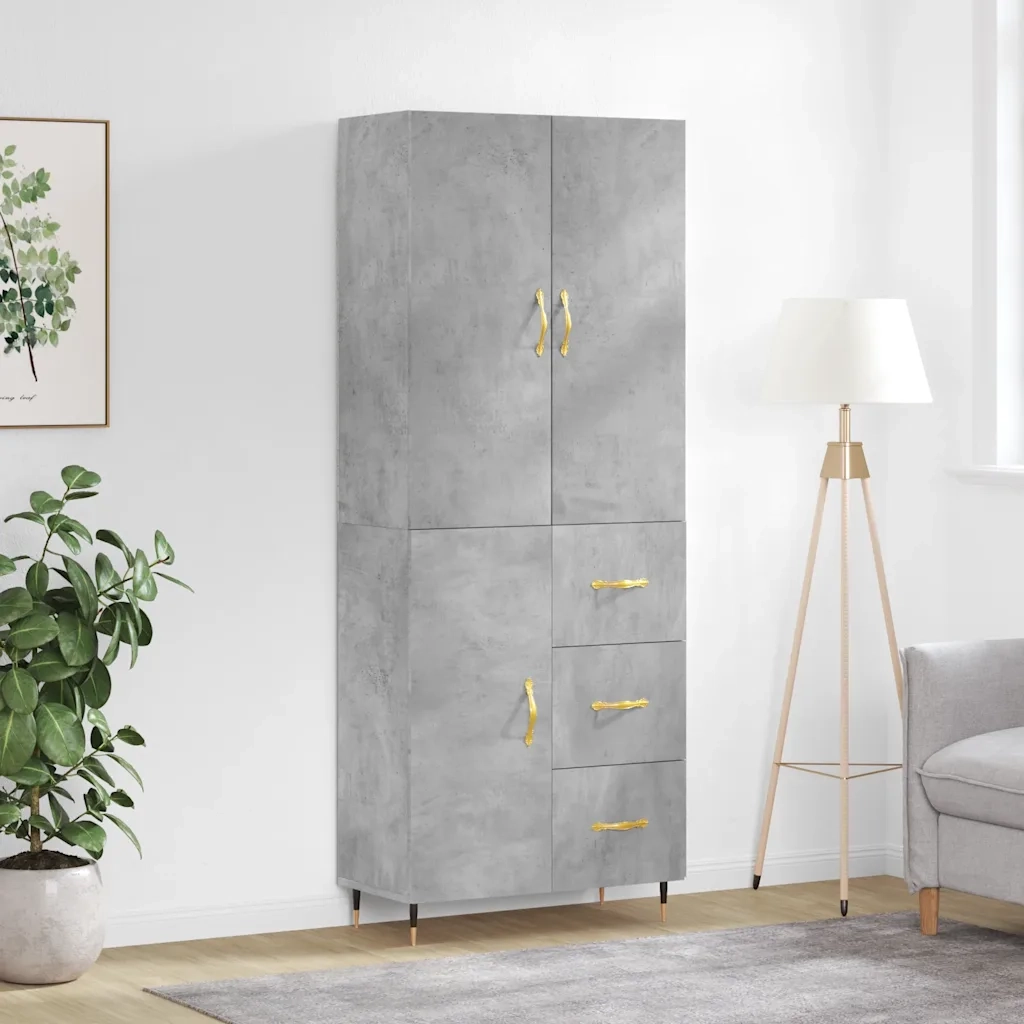 Credenza Grigio Cemento 69,5x34x180 cm in Legno Multistrato 3195887