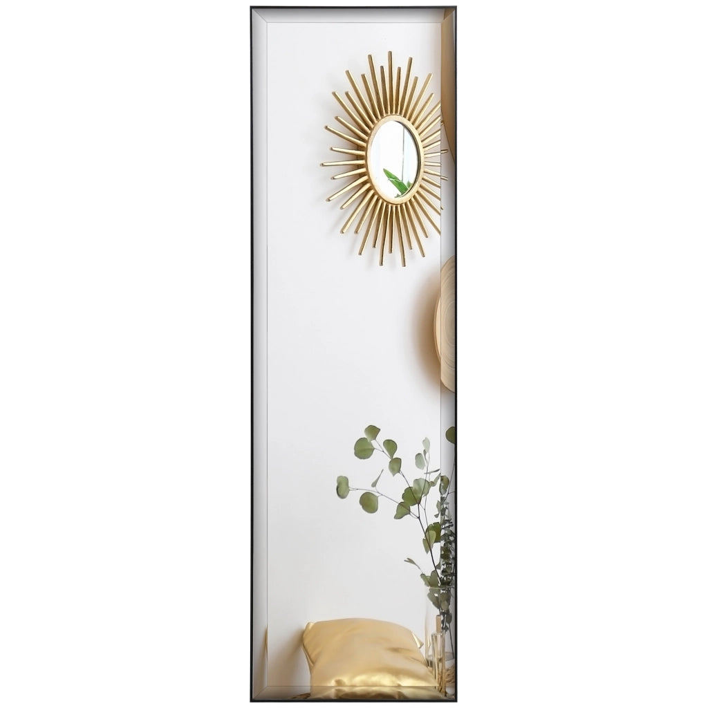 Specchio da Parete Rettangolare ¨C Xylo ¨C 120x35 cm Cornice Alluminio Nero Antideflagrante