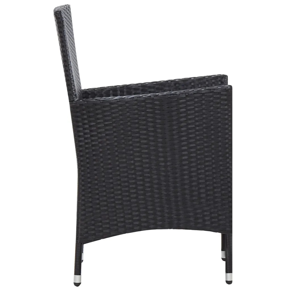 Set da Pranzo per Giardino 9 pz in Polyrattan Nero cod mxl 35122