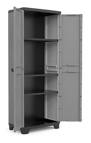 Armadio da Esterno 3 Ripiani 68x39x173H cm in Plastica Keter Stilo Alto Grigio