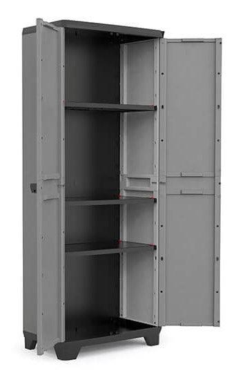 Armadio da Esterno 3 Ripiani 68x39x173H cm in Plastica Keter Stilo Alto Grigio