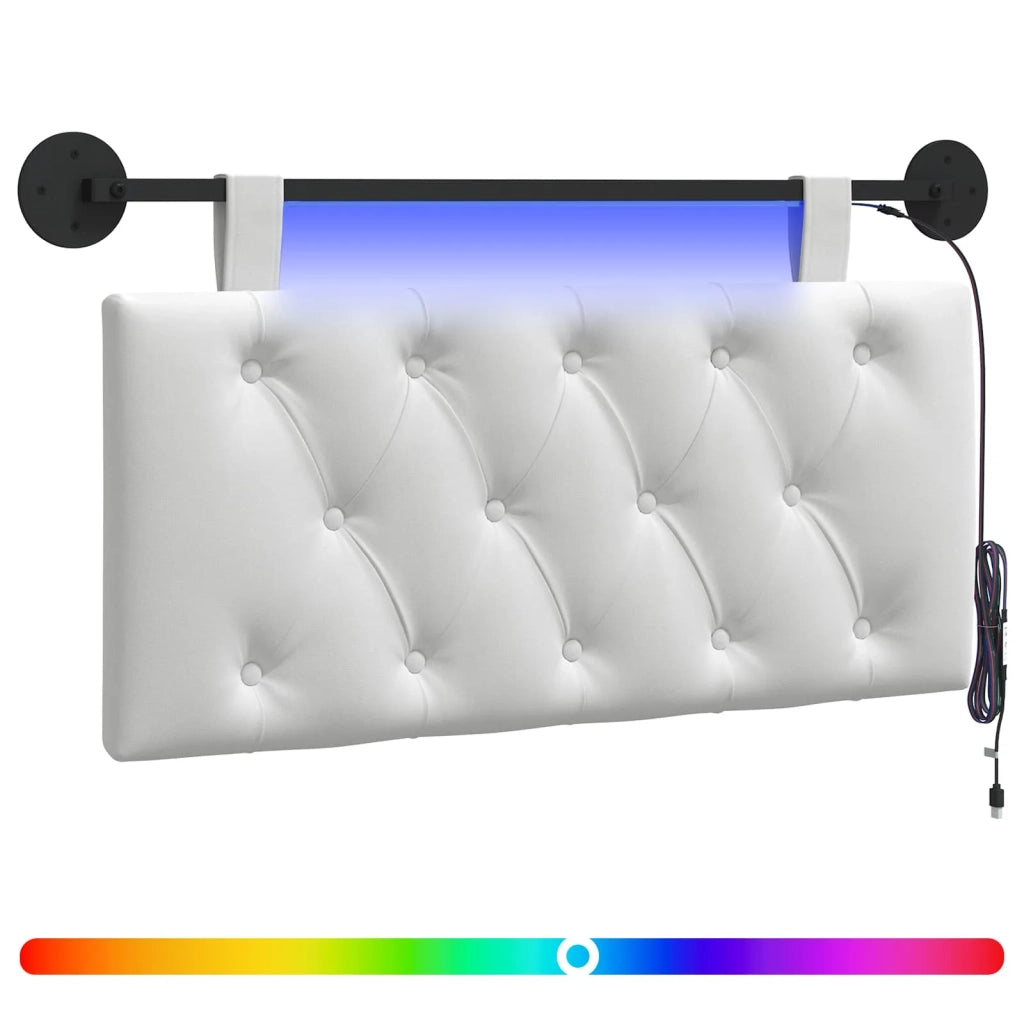 Testiera sospesa Con luce LED Bianco Tessuto