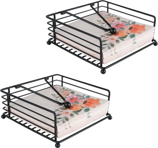 Servizi per tavolo - 2 pezzi per tavola, servizio per tavola metallico con staffa pesante, dispenser per servizi in carta - per uso domestico, ristoranti, bar, matrimoni, feste (nero)