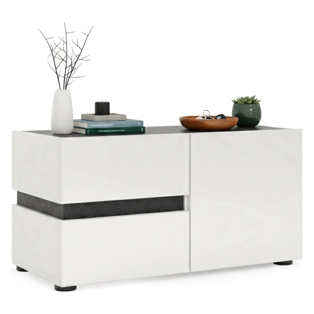 Seul, Mobile da Ingresso 2 Cassetti Made in Italy, 80x38x42h cm Bianco Lucido