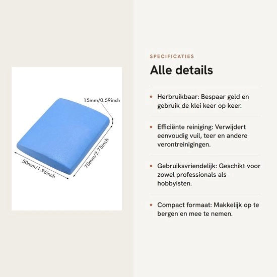 Kit di pulizia per auto 3 pezzi - Terra riutilizzabile - Terra per la pulizia magica dell'auto - Terra a microfibra - Pulizia dell'auto - Blu 6x6x2 cm - Terra di pulizia