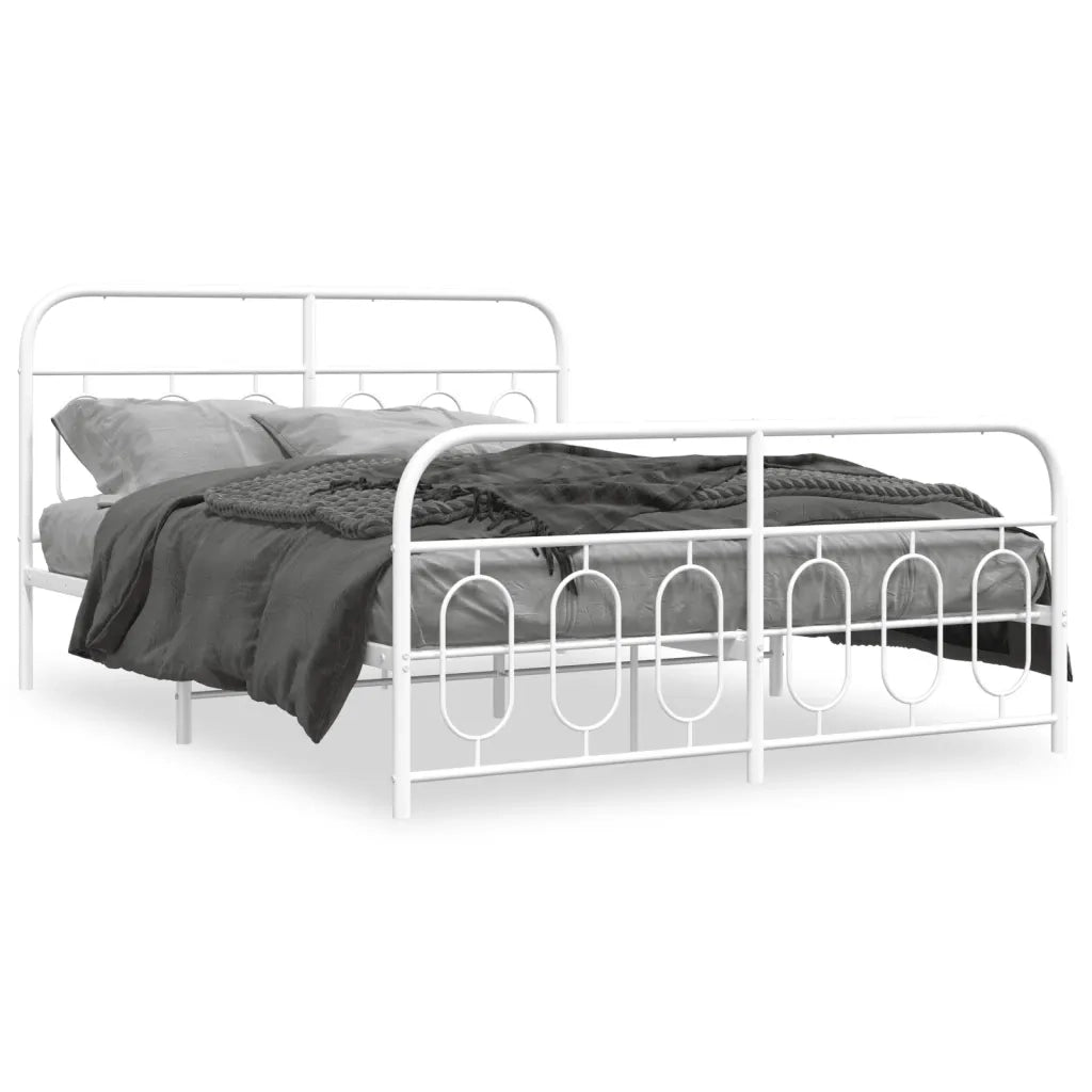 Giroletto con Testiera e Pediera-Struttura Letto Metallo Bianco 140x200 cm 138882