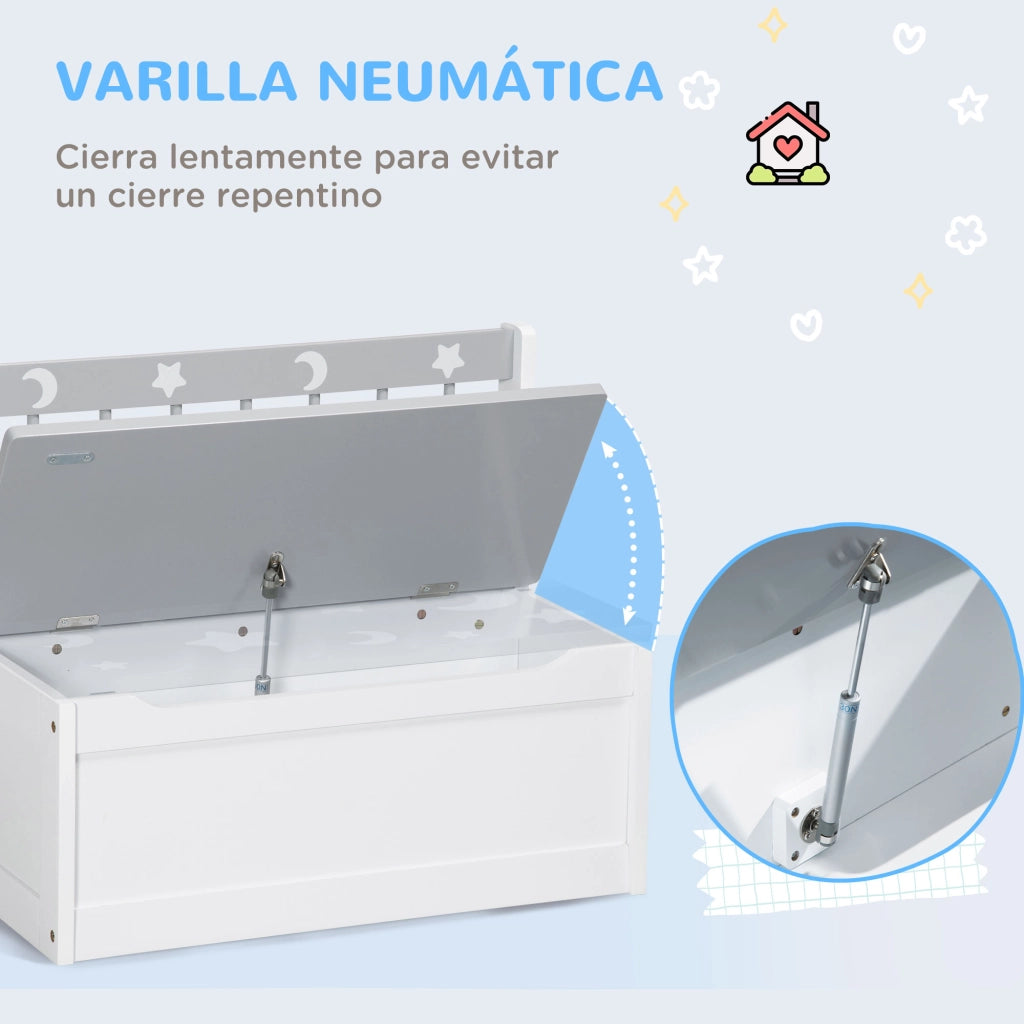 Banco con cassetti per bambini ¨C zephmum ¨C grigio e bianco 60x30x50 cm