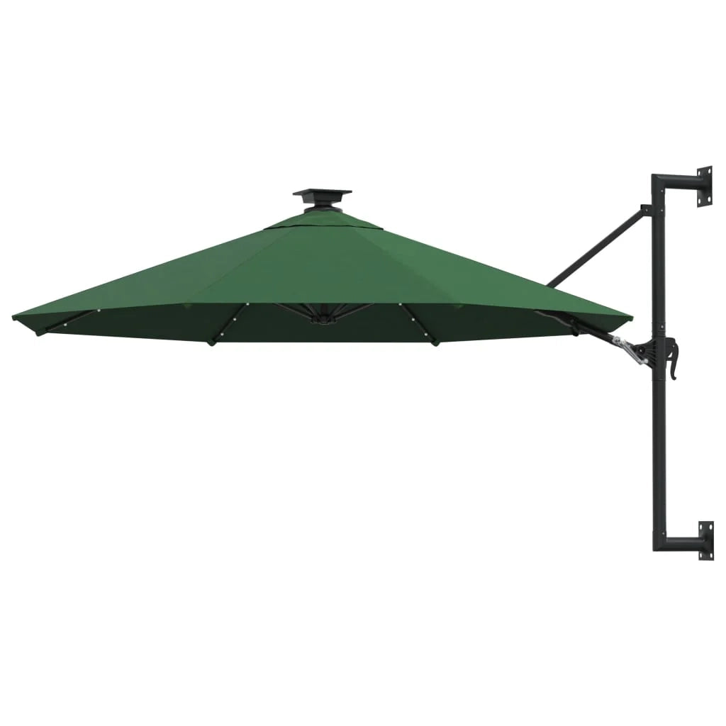 Ombrellone da parete con palo in metallo e LED 300 cm verde 02_0008697