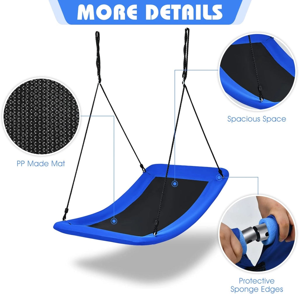 Altalena con corde regolabili, altalena per bambini e adulti, 150 cm x 80 cm, altalena da giardino fino a 150 kg, per interni ed esterni (blu)
