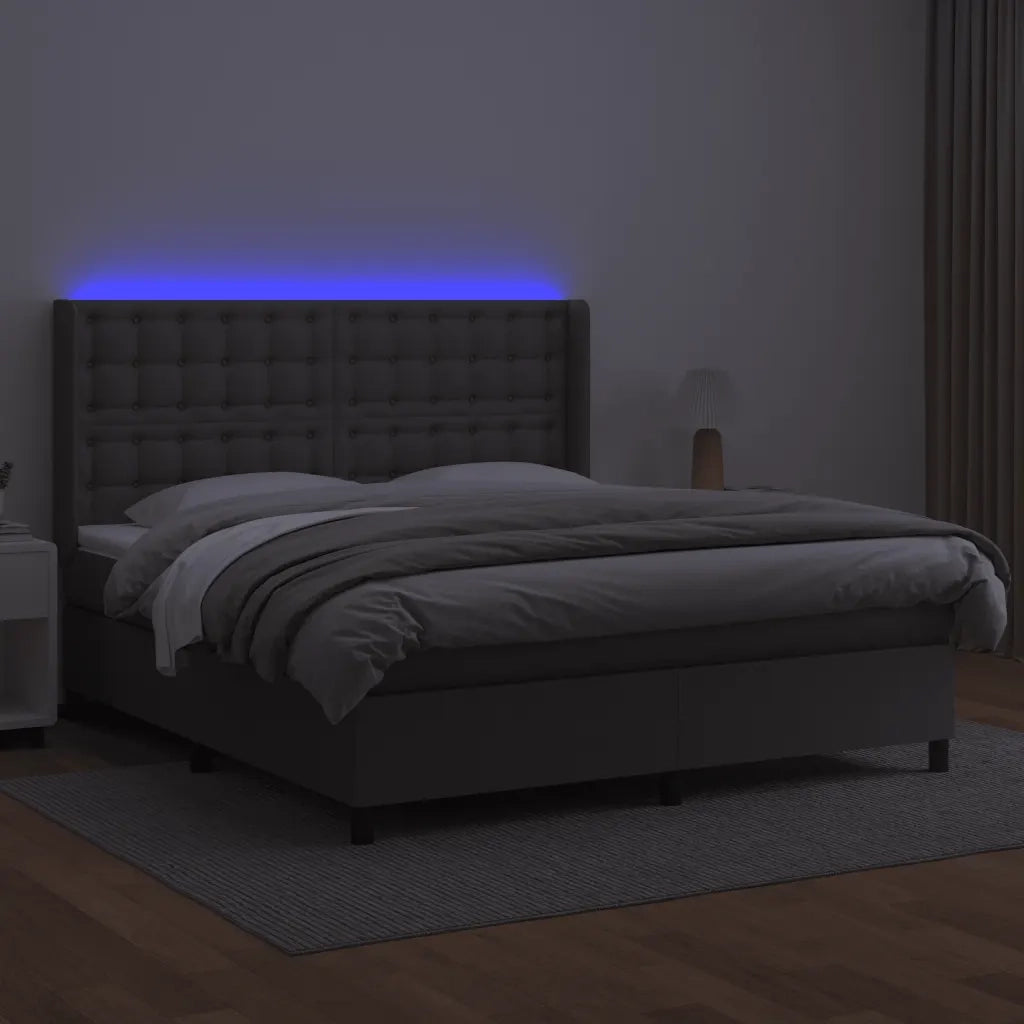 Giroletto Molle con Materasso e LED Grigio 180x200cm Similpellecod mxl 123360