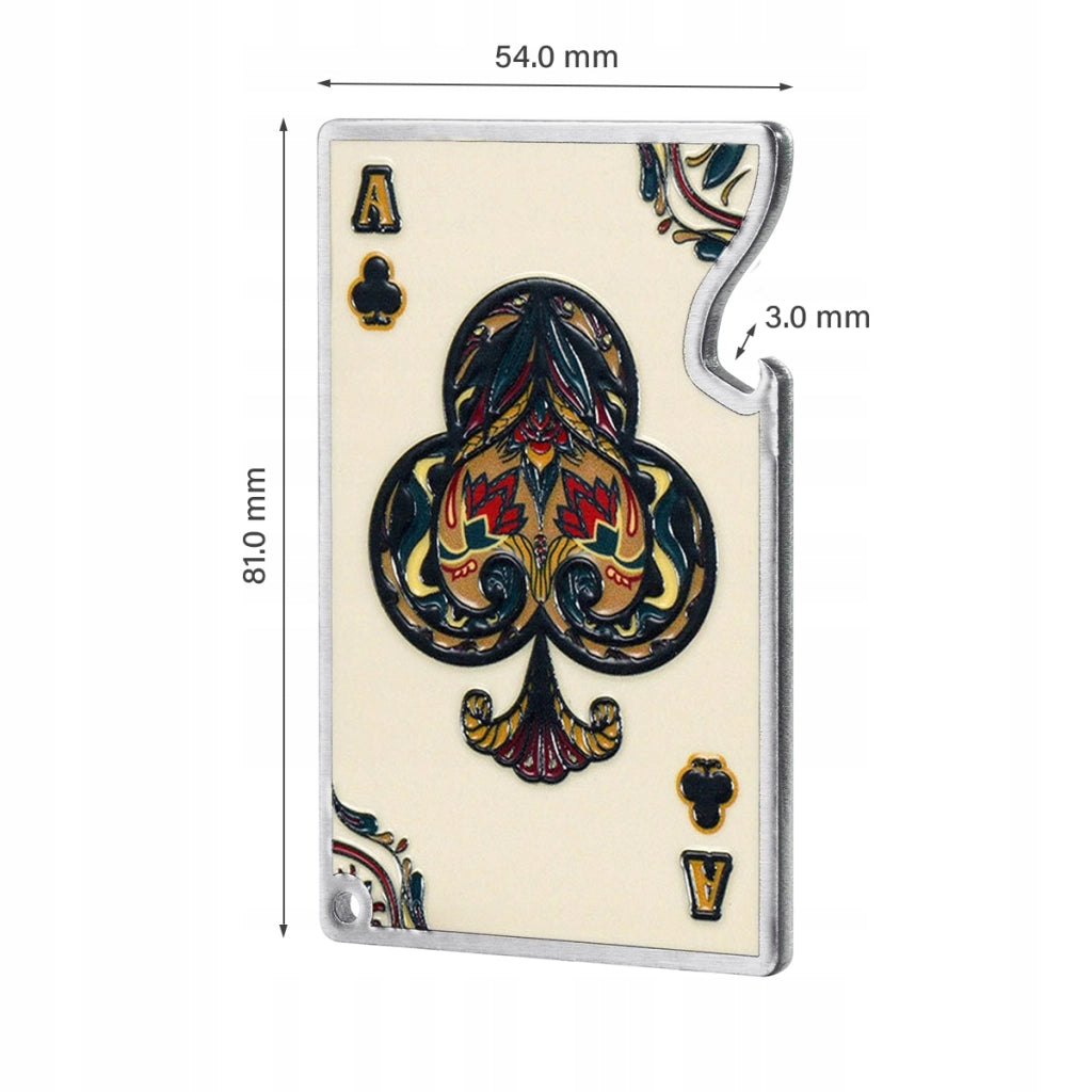 Apribottiglie KADAX, bottiglia di birra in metallo, asso di fiori, carta regalo da poker