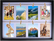 Fotowand 3D in legno con chiodi per più foto - supporto multifunzionale per cartoline, appunti e biglietti da concerto (75 cm - 8 foto)